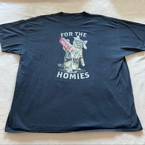 Mens Black Graphic Cat TShirt 3XL